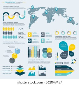 Infographics Elements Collection - business vector illustration for presentation, booklet, website, blog, workflow layout, brochure, banner, card, step up options, web design, poster, flyer, timeline.