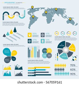 Infographics Elements Collection - business vector illustration for presentation, booklet, website, blog, workflow layout, brochure, banner, card, step up options, web design, poster, flyer, timeline.