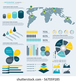 Infographics Elements Collection - business vector illustration for presentation, booklet, website, blog, workflow layout, brochure, banner, card, step up options, web design, poster, flyer, timeline.