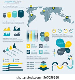 Infographics Elements Collection - business vector illustration for presentation, booklet, website, blog, workflow layout, brochure, banner, card, step up options, web design, poster, flyer, timeline.