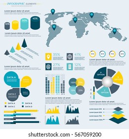 Infographics Elements Collection - business vector illustration for presentation, booklet, website, blog, workflow layout, brochure, banner, card, step up options, web design, poster, flyer, timeline.