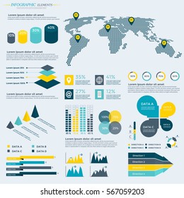Infographics Elements Collection - business vector illustration for presentation, booklet, website, blog, workflow layout, brochure, banner, card, step up options, web design, poster, flyer, timeline.