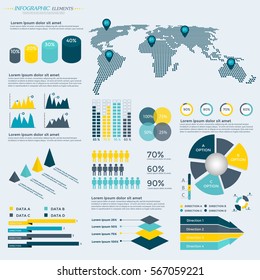 Infographics Elements Collection - business vector illustration for presentation, booklet, website, blog, workflow layout, brochure, banner, card, step up options, web design, poster, flyer, timeline.