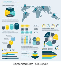Infographics Elements Collection - business vector illustration for presentation, booklet, website, blog, workflow layout, brochure, banner, card, step up options, web design, poster, flyer, timeline.