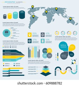 Infographics Elements Collection - business vector illustration for presentation, booklet, website, blog, workflow layout, brochure, banner, card, step up options, web design, poster, flyer, timeline.