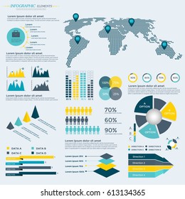 Infographics Elements Collection - business vector illustration for presentation, booklet, website, blog, workflow layout, brochure, banner, step up options, web design, poster, flyer, timeline.