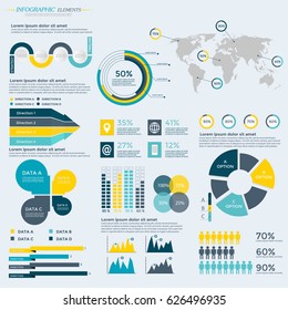 Infographics Elements Collection - business vector illustration for presentation, booklet, website, blog, workflow layout, brochure, banner, card, step up options, web design, poster, flyer, timeline.