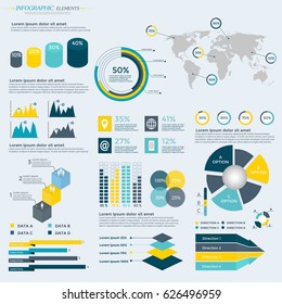 Infographics Elements Collection - business vector illustration for presentation, booklet, website, blog, workflow layout, brochure, banner, card, step up options, web design, poster, flyer, timeline.