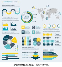 Infographics Elements Collection - business vector illustration for presentation, booklet, website, blog, workflow layout, brochure, banner, card, step up options, web design, poster, flyer, timeline.
