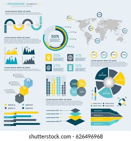 Infographics Elements Collection - business vector illustration for presentation, booklet, website, blog, workflow layout, brochure, banner, card, step up options, web design, poster, flyer, timeline.