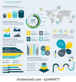 Infographics Elements Collection - business vector illustration for presentation, booklet, website, blog, workflow layout, brochure, banner, card, step up options, web design, poster, flyer, timeline.