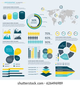 Infographics Elements Collection - business vector illustration for presentation, booklet, website, blog, workflow layout, brochure, banner, card, step up options, web design, poster, flyer, timeline.