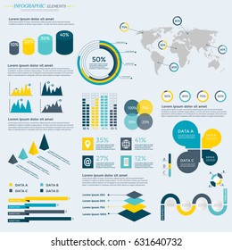 Infographics Elements Collection - business vector illustration for presentation, booklet, website, blog, workflow layout, brochure, banner, card, step up options, web design, poster, flyer, timeline.