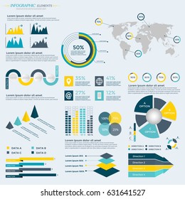 Infographics Elements Collection - business vector illustration for presentation, booklet, website, blog, workflow layout, brochure, banner, card, step up options, web design, poster, flyer, timeline.