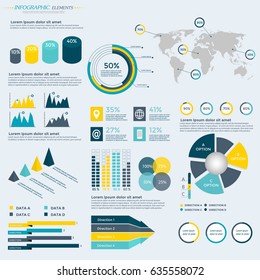 Infographics Elements Collection - business vector illustration for presentation, booklet, website, blog, workflow layout, brochure, banner, card, step up options, web design, poster, flyer, timeline.