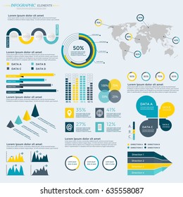 Infographics Elements Collection - business vector illustration for presentation, booklet, website, blog, workflow layout, brochure, banner, card, step up options, web design, poster, flyer, timeline.