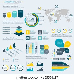Infographics Elements Collection - business vector illustration for presentation, booklet, website, blog, workflow layout, brochure, banner, card, step up options, web design, poster, flyer, timeline.