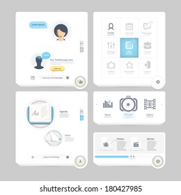 Infographics elements: Collection of colorful flat kit UI navigation elements with icons for personal portfolio website and mobile templates