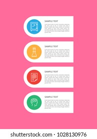 Infographics elements collection, text sample and icons infographic and strongbox, chess figure, human brain and paper isolated on vector illustration