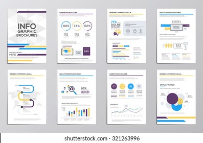  Infographics elements for corporate brochures. Flat design. Vector