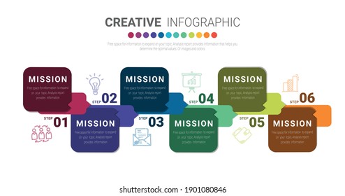 infographics elements design with numbers 6 option, 6 step. can be used for workflow layout, diagram, number step up options.