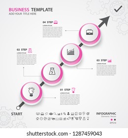 Infographics elements diagram with 4 steps, options, Vector illustration, circle icon, presentation, advertisment, Process chart, business flyer, banner design, web design,timeline, slide