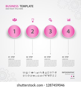 Infographics elements diagram with 4 steps, options, Vector illustration, circle icon, presentation, advertisment, Process chart, business flyer, banner design, web design,timeline, slide