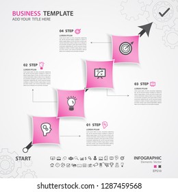 Infographics elements diagram with 4 steps, options, Vector illustration, rectangle icon, presentation, advertisment, Process chart, business flyer, banner design, web design,timeline, slide