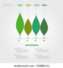 Infographics elements diagram with 4 steps, options, Vector illustration, Leaves icon, presentation,  advertisment, Process chart, business flyer, banner design, web design, timeline, silde