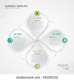 Infographics elements diagram with 4 steps, options, Vector illustration, Flower 3d icon, presentation,  advertisment, Process chart, business flyer, banner design, web design, timeline, silde