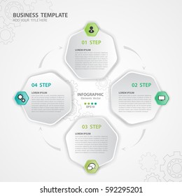 Infographics elements diagram with 4 steps, options, Vector illustration, polygon 3d icon, presentation,  advertisment, Process chart, business flyer, banner design, web design, timeline, silde