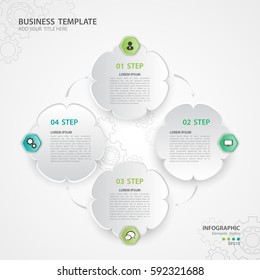 Infographics elements diagram with 4 steps, options, Vector illustration, Flower 3d icon, presentation,  advertisment, Process chart, business flyer, banner design, web design, timeline, silde