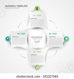 Infographics elements diagram with 4 steps, options, Vector illustration, polygon 3d icon, presentation,  advertisment, Process chart, business flyer, banner design, web design, timeline, silde