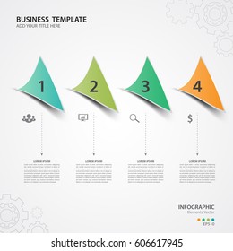 Infographics elements diagram with 4 steps, options, Vector illustration, triangle 3d icon, presentation,  advertisment, Process chart, business flyer, banner design, web design, timeline, silde