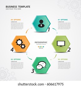Infographics elements diagram with 4 steps, options, Vector illustration, Polygon 3d icon, presentation,  advertisment, Process chart, business flyer, banner design, web design, timeline, silde