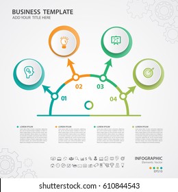 Infographics elements diagram with 4 steps, options, Vector illustration, Circles 3d icon, presentation,  advertisment, Process chart, business flyer, banner design, web design, timeline, silde