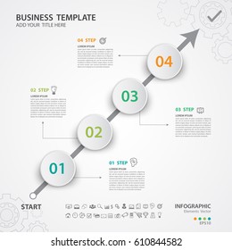 Infographics elements diagram with 4 steps, options, Vector illustration, Circle 3d icon, presentation,  advertisment, Process chart, business flyer, banner design, web design, timeline, silde