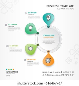 Infografik-Elementdiagramm mit 4 Schritten, Optionen, Vektorgrafik, Circle 3d-Symbol, Präsentation, Werbung, Prozessdiagramm, Geschäftsflyer, Bannerdesign, Webdesign, Zeitstrahl, Silde