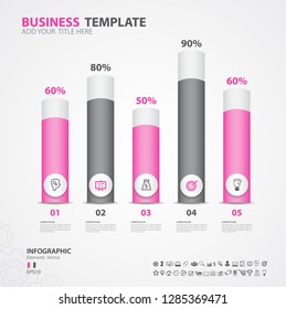 Infographics elements diagram with 5 steps, options, Vector illustration, cylinder 3d icon, presentation,  advertisment, Process chart, business flyer, banner design, web design,timeline, silde