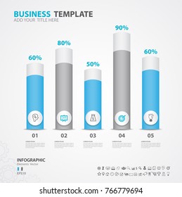 Infographics elements diagram with 5 steps, options, Vector illustration, cylinder 3d icon, presentation,  advertisment, Process chart, business flyer, banner design, web design,timeline, slide
