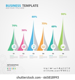 Infographics elements diagram with 6 steps, options, Vector illustration,  triangle icon, presentation, advertisment, Process chart, business flyer, banner design, web design, timeline, silde