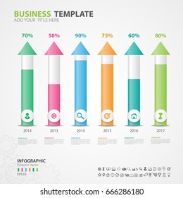 Infographics elements diagram with 6 steps, options, Vector illustration, Arrow icon, presentation template, advertisment layout, Process chart, business flyer, banner design, web design, timeline