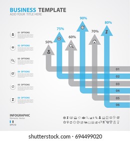 Infographics elements diagram with 6 steps, options, Vector illustration, arrow icon, presentation, advertisement, Process chart, business flyer, banner design, web, timeline, slide
