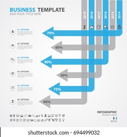 Infographics elements diagram with 6 steps, options, Vector illustration, arrow icon, presentation, advertisement, Process chart, business flyer, banner design, web, timeline, slide