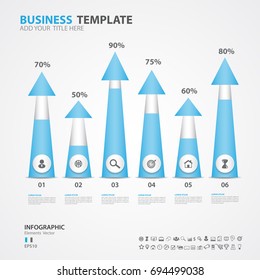 Infographics elements diagram with 6 steps, options, Vector illustration, arrow icon, presentation, advertisement, Process chart, business flyer, banner design, web, timeline, slide