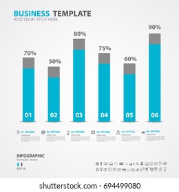 Infographics elements diagram with 6 steps, options, Vector illustration, bar graph icon, presentation, advertisement, Process chart, business flyer, banner design, web, timeline, slide