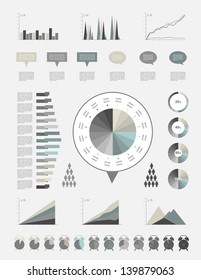 Infographics elements. Folder with diagrams, speech bubbles and graphs.