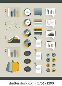 Infographics elements. Folder with diagrams, speech bubbles and graphs.