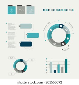 Infographics elements. Folder with diagrams, speech bubbles and chart. 