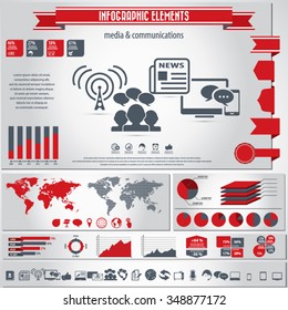 Infographics elements and Icon set - Communication & Media